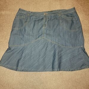 Denim Blue Women's Skirt  With Back Pockets